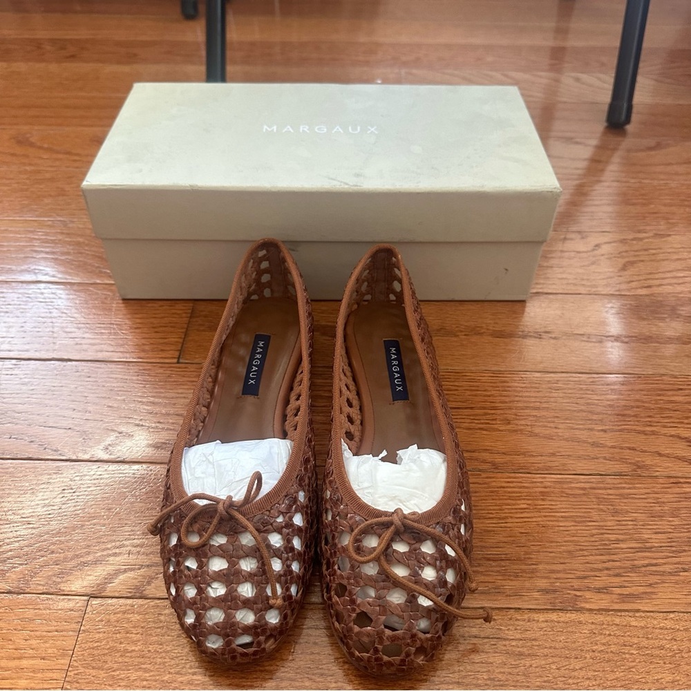 Margaux Brown Woven Flats - Picture 2 of 7